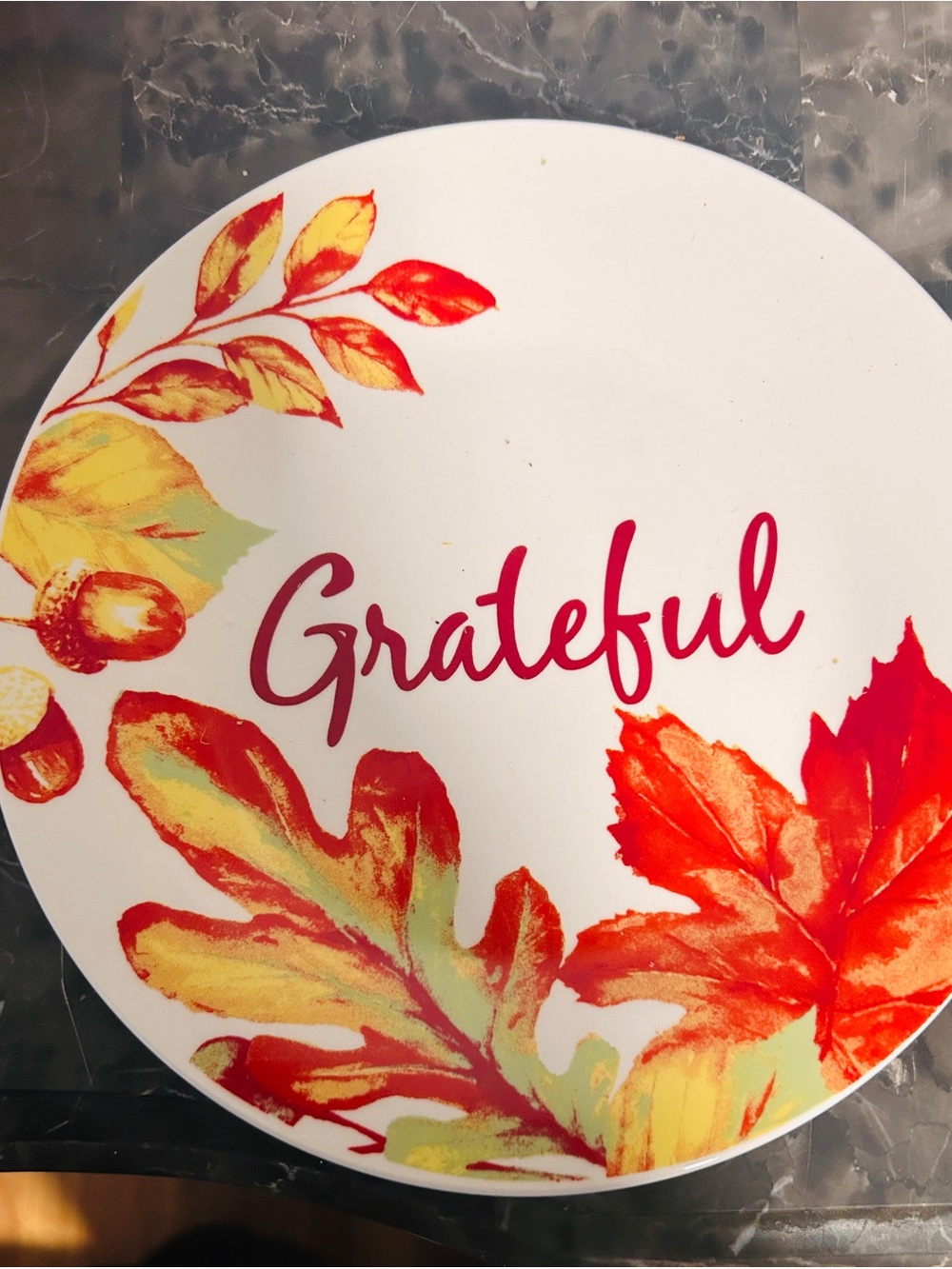 Grateful Fall  Plates — 2 White with  & Orange Leaf Design royal norfolk